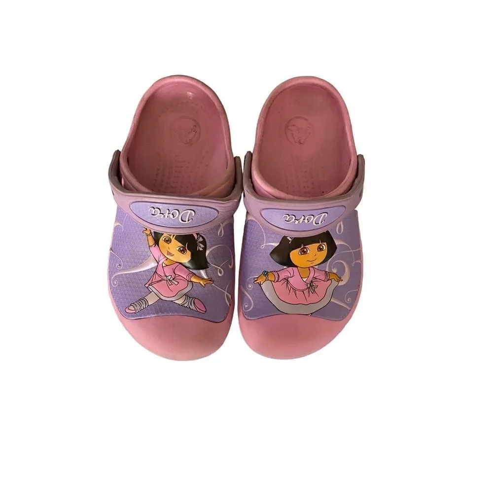 Crocs, kids, Dora, the Explorer belly slip on sling back croc size 13